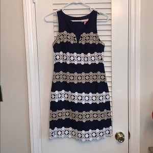 Lilly Pulitzer Navy White Gold Shift Dress